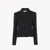 Chloé Double-breasted Fitted Jacket In A Wool-mix Jacquard Black Size 2 77% Wool, 23% Polyester, Horn Buba In Black