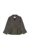 Chloé Double-breasted Herringbone Oversized Peplum Coat In Gray