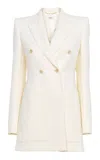 Chloé Double-breasted Grain De Poudre Wool Blazer In White
