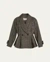 Chloé Double-breasted Herringbone Oversized Peplum Coat In Blue