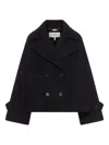 Chloé Black Double-breasted Jacket With Notched Wide Revers And Dropped Shoulders In Wool Blend Woma In Black