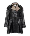 Chloé Coated Linen Belted Riding Trench Coat In Black