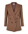 Chloé Checked Double-breasted Wool-blend Blazer In Brown