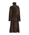 Chloé Double-breasted Tiger Print Shearling Coat In Oat Brown