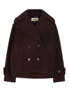 Chloé Women Violet Double-breasted Jacket With Wide Notched Revers And Dropped Shoulders In Wool Ble In Brown