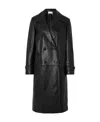 Chloé Double-breasted Shiny Leather Overcoat In Black