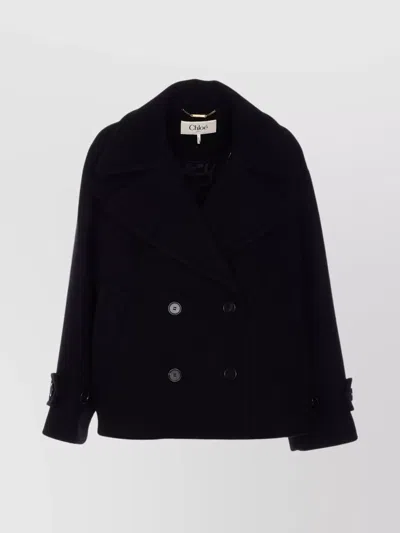 Chloé Double-breasted Notched Lapels Jacket Pockets In Black