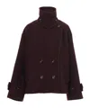 Chloé Oversized Short Coat In Wool In Burgundy