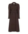 Chloé Chloe Houndstooth Double-breasted Belted Wool Coat In Brown