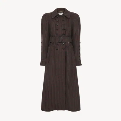 Chloé Double-breasted Riding Coat In Houndstooth Wool Grey Size 2 90% Virgin Wool, 10% Polyamide, Horn Bub In Brown