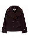 Chloé Women Violet Double-breasted Jacket With Wide Notched Revers And Dropped Shoulders In Wool Ble In Brown