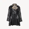 Chloé Coated Linen Belted Riding Trench Coat In Black