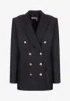 Chloé Cascade-lapel Double-breasted Boucle Jacket In Black