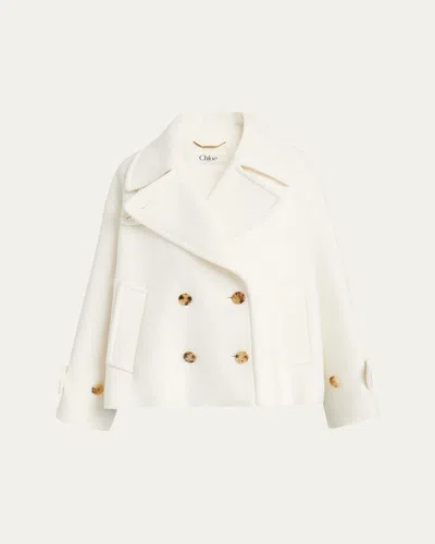 CHLOÉ DOUBLE-BREASTED SOFT WOOL PEA COAT