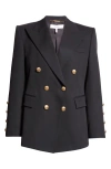 Chloé Double Breasted Stretch Wool Grain De Poudre Blazer In Black