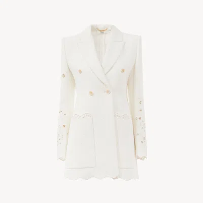 Chloé Double-breasted Tailored Jacket In A Cotton Mix In White