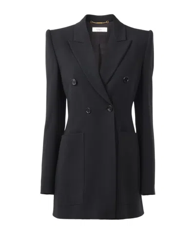 Chloé Double-breasted Tailored Jacket In A Crêpe Mix