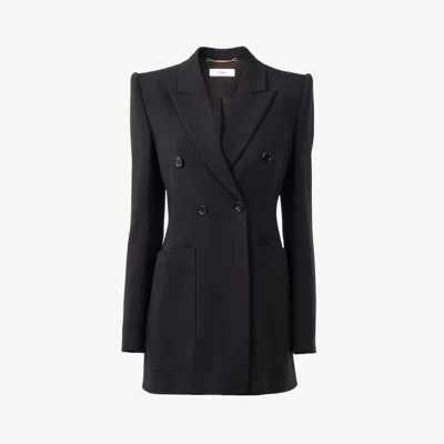 Chloé Double-breasted Tailored Jacket In A Crêpe Mix In Black