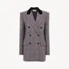 Chloé Double-breasted Velvet-trimmed Checked Wool Blazer In Gray