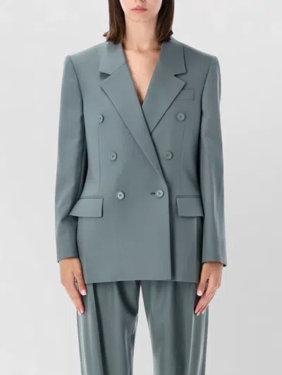 Chloé Double Breasted Tailored Jacket Notched Lapel In Blue