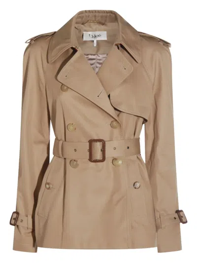 Chloé Double-breasted Trench Coat In Brown