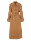 Chloé Double-breasted Leather-trimmed Cotton-gabardine Trench Coat In Brown