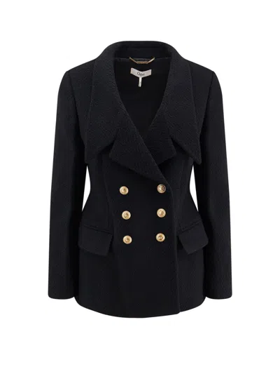 CHLOÉ DOUBLE-BREASTED VIRGIN WOOL BLEND BLAZER