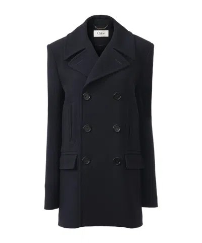 Chloé Double-breasted Virgin Wool Coat In Black