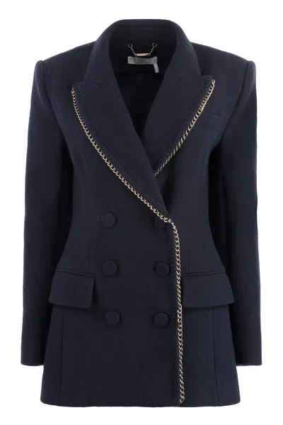 Chloé Double-breasted Virgin Wool Jacket In Blue