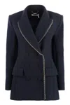 Chloé Wool Top Coat With Chain Detail In Blue