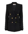 Chloé Double Breasted Stretch Wool Grain De Poudre Blazer In Black