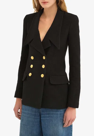 Chloé Double-breasted Wool Blend Blazer In Black