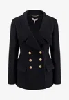 Chloé Double-breasted Virgin Wool Blend Blazer In Black