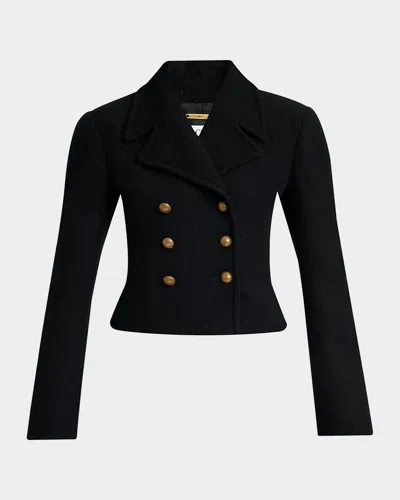 Chloé Double-breasted Wool Bouclette Crop Jacket In Black