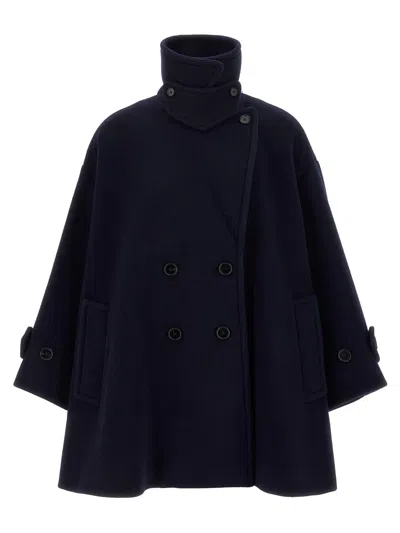Chloé Double Breasted Wool Coat In Blue