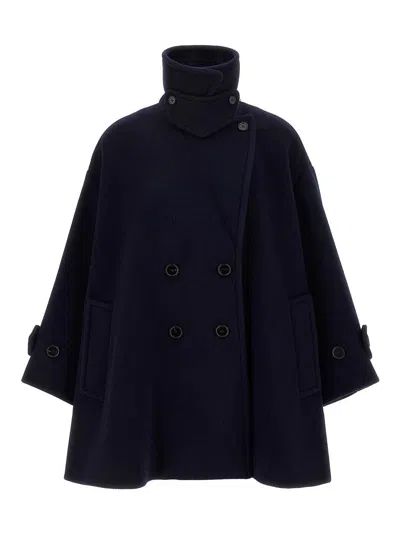 Chloé Double Breasted Wool Coat In Blue