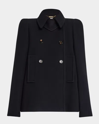 Chloé Double-breasted Wool Coat In Iconic Navy