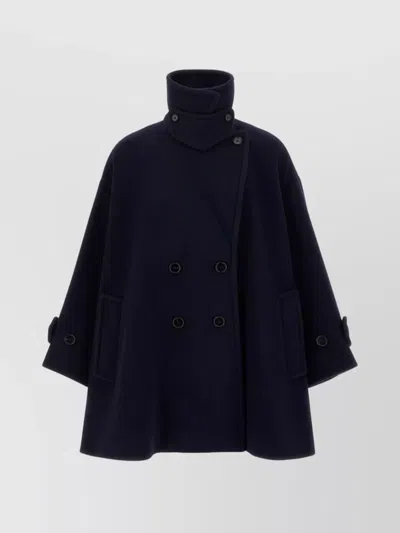CHLOÉ DOUBLE-BREASTED WOOL COAT WITH HIGH COLLAR