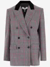 Chloé Double-breasted Velvet-trimmed Checked Wool Blazer