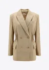 Chloé Double-breasted Jacket In Soft Wool In Sand
