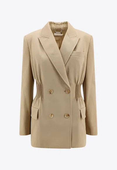 Chloé Double-breasted Wool Jacket In Sand