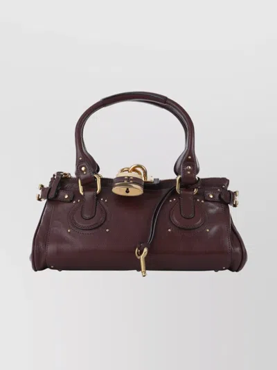 CHLOÉ DOUBLE HANDLE SHOULDER BAG PADLOCK DETAIL