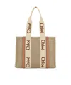 Chloé Chloe Women Multicolor Linen Medium Woody Shopping Bag In Multi
