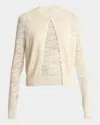Chloé Double Lace Knit Crewneck Cardigan With Tank