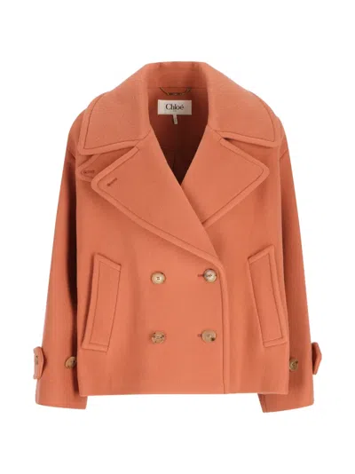 Chloé Double-breasted Buttoned Jacket In Orange