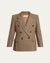 Chloé Double-breasted Check Tailoring Jacket In Brown