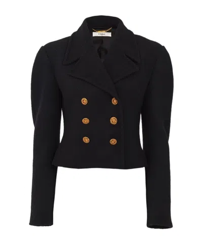 Chloé Double-breasted Coat In Black