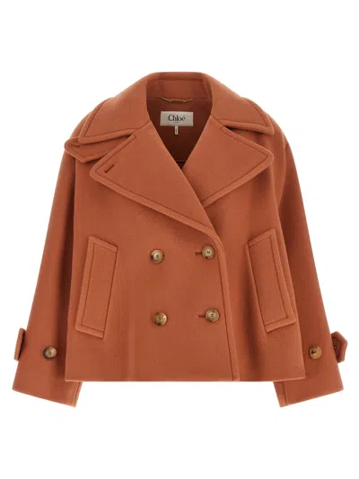 Chloé Double-breasted Coat In Pink