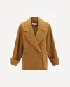 Chloé Double-breasted Short Coat In Herringbone Wool In Brown