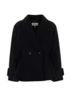 Chloé Double Breasted Wool Blend Peplum Jacket In Multi